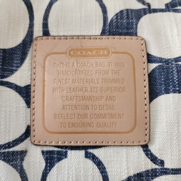 COACH Daisy Patchwork Emma Canvas Tote Blue White Shoulder Bag - Picture 6 of 9